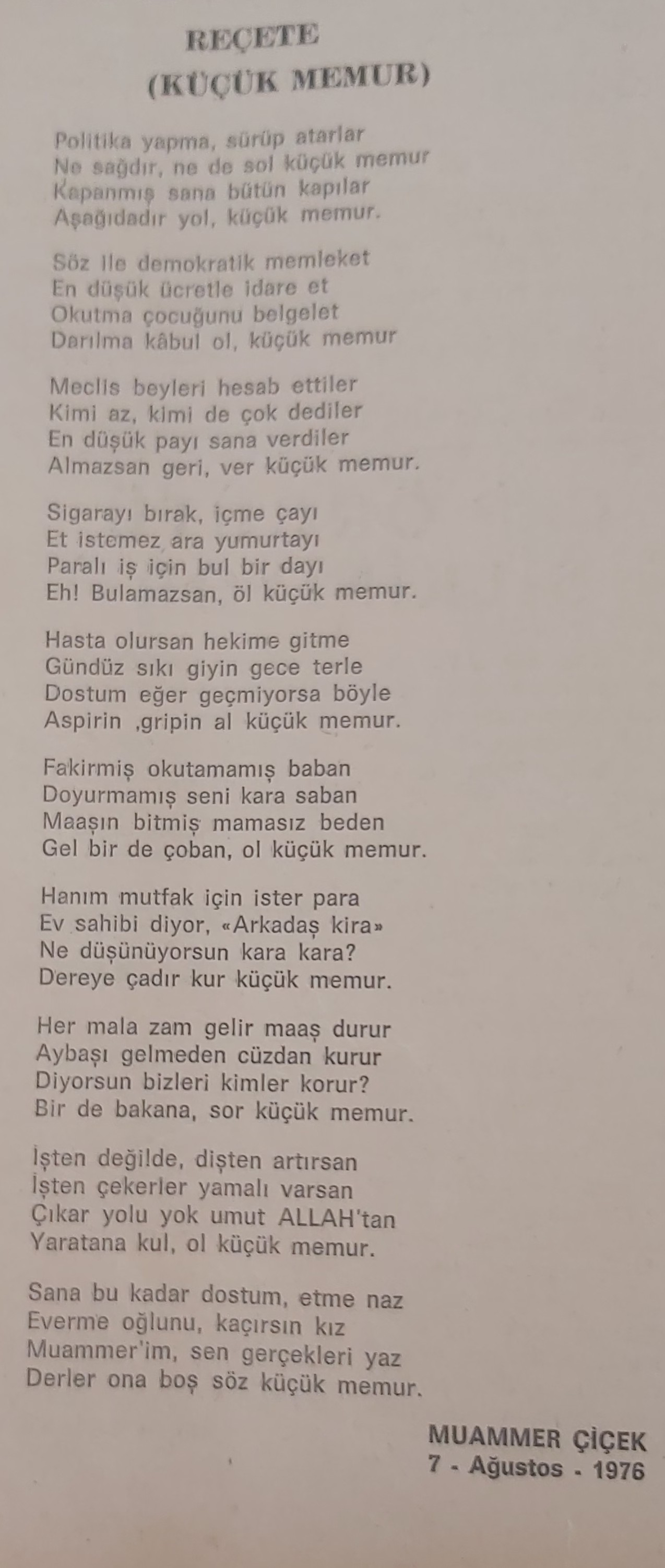 REÇETE (KÜÇÜK MEMUR)... Hiç değişmiyor onun yazgısı