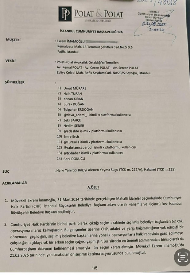 İBB Başkanı Ekrem İmamoğlu, 14 kişi hakkında suç duyurusunda bulundu!
