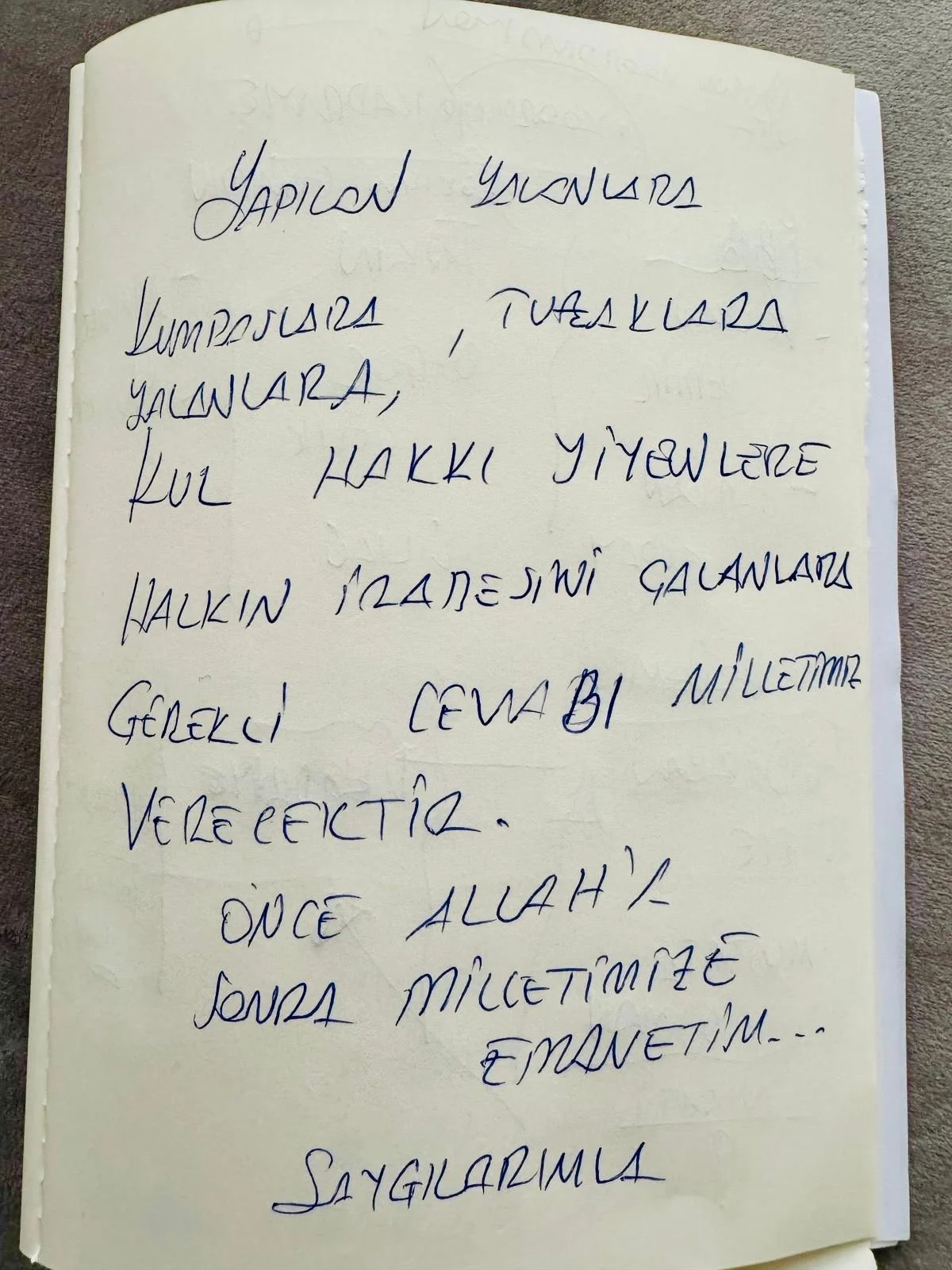 Gözaltındaki İMAMOĞLU'ndan el yazısıyla: “ÖNCE ALLAH’A, SONRA MİLLETİME EMANETİM” 
