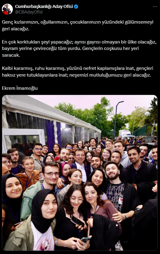 İMAMOĞLU, gençlere seslendi: BAYRAM YERİNE ÇEVİRECEĞİZ TÜM YURDU!