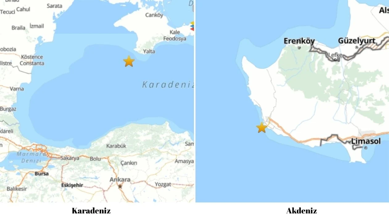 Karadeniz ve Akdeniz’de aynı saat içinde deprem: 4.1 ve 4.2
