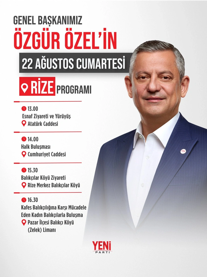 YENİ Parti lideri Özgür Özel bugün RİZE'de...