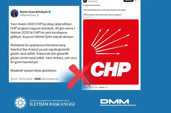 İletişim Başkanlığı: CHP’ye Kayyum Atanacağına Dair İddialar Asılsız!